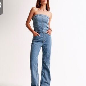Abercrombie & Fitch Blue Denim Jumpsuit